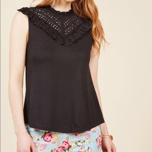 ModCloth sleeveless top, black, M
